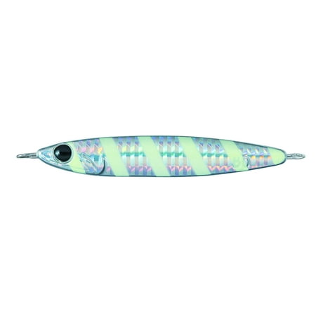 UPC: 0043178040119 | Daiwa ZC100G08 Zakana Metal Jig Color: Zebra Glow 3 4/7 oz. Hook