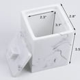thumbnail image 3 of Square Qtips Holder, Bathroom Countertop Storage Organizer Container with Lid for Cotton Swabs Rounds Balls Makeup Sponges Pads Bath Salts, Made of Marble-Imitated Resin (White), 3 of 6