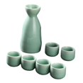 thumbnail image 3 of Juego de sake japonés, regalo de bebida de sake, decoración con 6 tazas, juego de tazas de sake artesanales Verde, 3 of 9