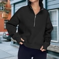thumbnail image 1 of Sudadera Ropa de otoño con cuello alto y media cremallera para mujer, traje diario de color sólido (negro L) Kuymtek Negro T L para Mujer, 1 of 5