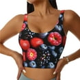 thumbnail image 2 of Haiem Variety Of Fruits And Berries Pattern Womens Sports Bra - U Neck Padded Low Impact Yoga Bra Workout Crop Top Gym Moisture-Wicking Workout Vest -X-Large, 2 of 9