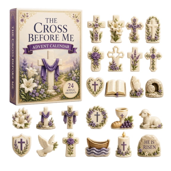 MInHoues The Cross Before Me Christmas Advent Calendar 2026, 24‑Day Christmas Countdown Calendar with 24PCS Acrylic Hanging Ornaments, Faith‑Based Holiday Gift for Christian Believers