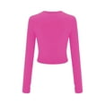thumbnail image 2 of Jalioing Women's Long Sleeve Basic Tops Slim Fashion Crew Neck Crop Tops Summer Casual Solid Color T Shirt, 2 of 4