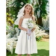 thumbnail image 4 of Oudiya Girls Summer Dress Maxi Spaghetti Strap Ruched Flowy Beach Boho Casual Teen Girl Party Sundress 6-14Y, 4 of 6