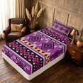 thumbnail image 5 of Manfei Southwestern Aztec Twin Sheets, , Purple Black Bedding, Black Reversible 3 Pieces1 Flat Sheet + 1 Fitted Sheet + 1 Pillowcase, 5 of 6