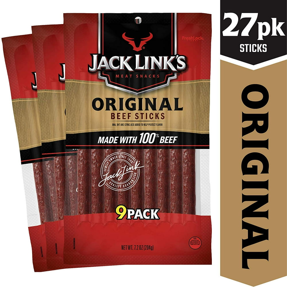 Jack Link’s Beef Snack Sticks, Original, 27 Count (Pack of 3, 7.2 oz