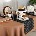 thumbnail image 6 of Table Runner 72 Inches Long for Kitchen Dining, Black Morocco Dresser Scarf Farmhouse, Dining Table Decorations for Wedding/Parties, Geometric Leaf Diamond Lattice Abstract 18 x 72 In, 6 of 9