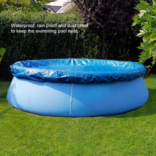Round Shape PE Proof Water Rain Pool Cover, Simple Installation, Prevent Leaves and Debris, Fits Various Sizes of Swimming Pools, Comes with Accessories