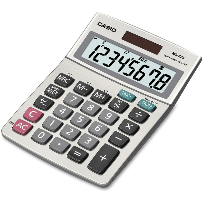 Casio MS-80B Desktop Calculator, Large 8-Digit Display, Tax and
