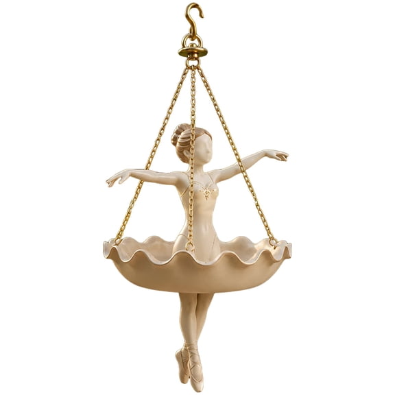Ballet Dancer Hanging Planter, Decorative Ballerina Flower Pot with Elegant Gold Chains, Whimsical Ballerina Plant Holder, Resin Shell-Shaped Succulent Pot for Indoor Outdoor Garden Patio Home Decor