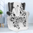 thumbnail image 4 of Butterfly Soft Flannel Fleece Throw Blanket, Silhouette of Moth with Swirl Floral Blossom Line Animal Illustration, Cozy Plush for Indoor and Outdoor Use, 50" x 70", Black and White, by Ambesonne, 4 of 5