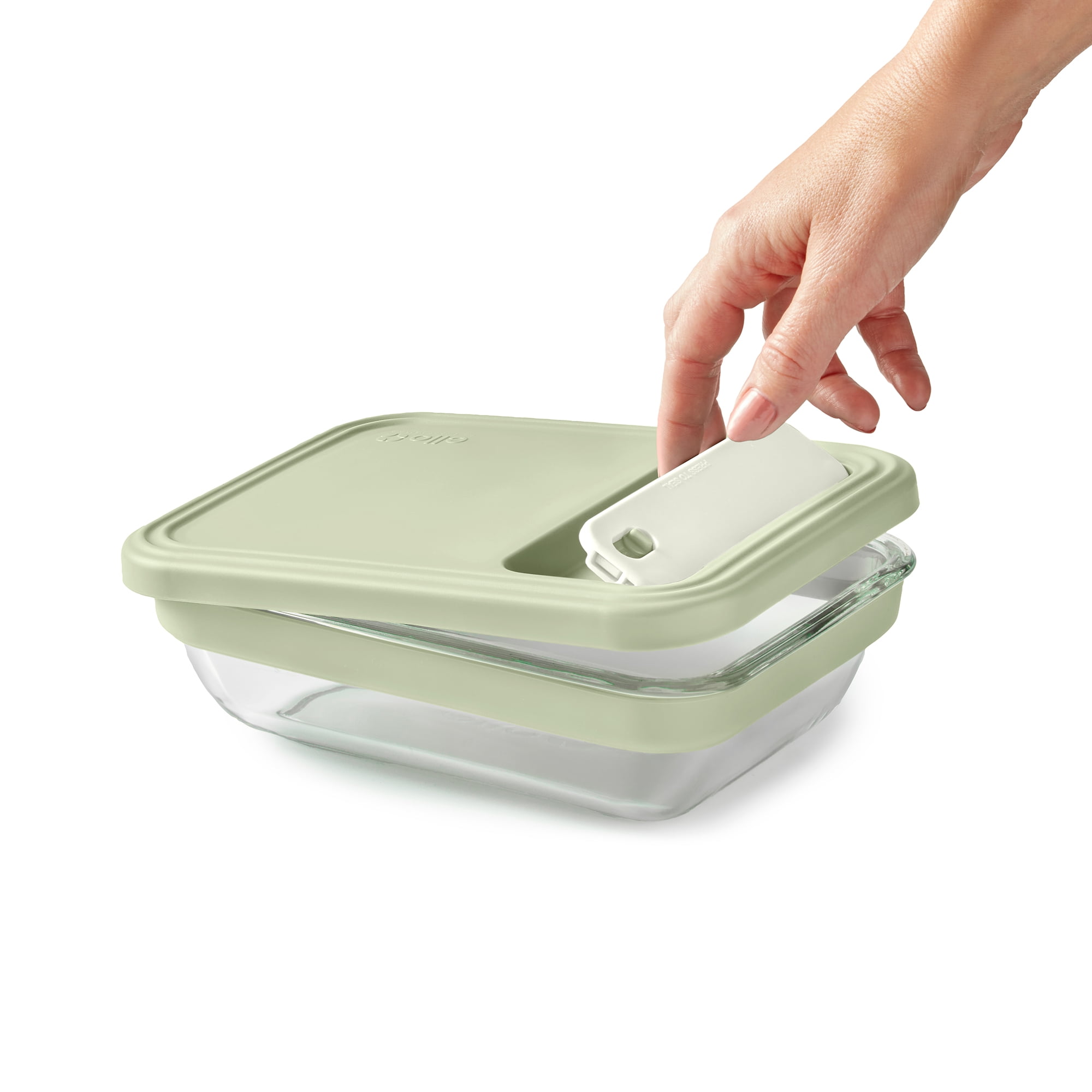 (2 pack) Ello Fresh Stack™ Glass Meal Prep Container | Airtight Leak-Proof Locking Lids, Dishwasher Safe, BPA-Free | 4.7 Cup | for Meal Prep and Food Storage | Sage