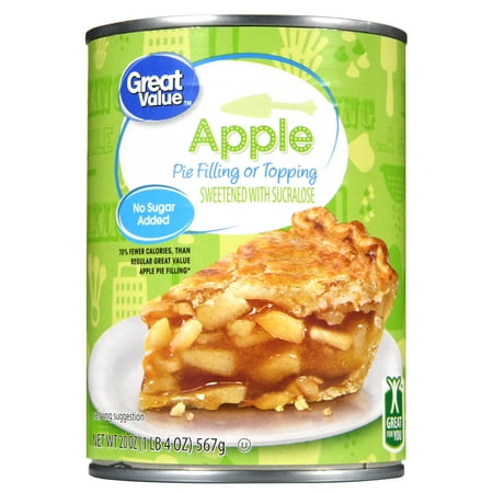 (4 Pack) Great Value Pie Filling or Topping, No Sugar Added, Apple, 20