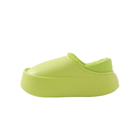 

Ferndule Unisex Warm Shoes Slip On Fuzzy Slipper Fluffy Plush Slippers Non-slip Platform Home Shoe Indoor Closed Toe Casual Light Green Warm Shoes 7-7.5