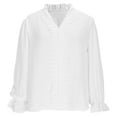 thumbnail image 5 of XuJwPNcy Long Sleeve Shirts for Women Lace V Neck Flowy Tunic Loose Fit Business Work Blouse Fall Trendy Outfits for Women（White,Large), 5 of 7