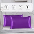 thumbnail image 2 of Funda de almohada de seda satinada Astarin para cabello, tamaño estándar, color morado, paquete de 2 fundas de almohada de satén con cierre de sobre, 50 x 66 cm, 2 of 7
