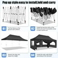 thumbnail image 5 of HOTEEL 10x20 Canopy Tent with Sidewalls,3 Adjustable Height Commercial Canopy,Pop Up Party Canopy with 12 Stakes & 6 Ropes,Black, 5 of 9