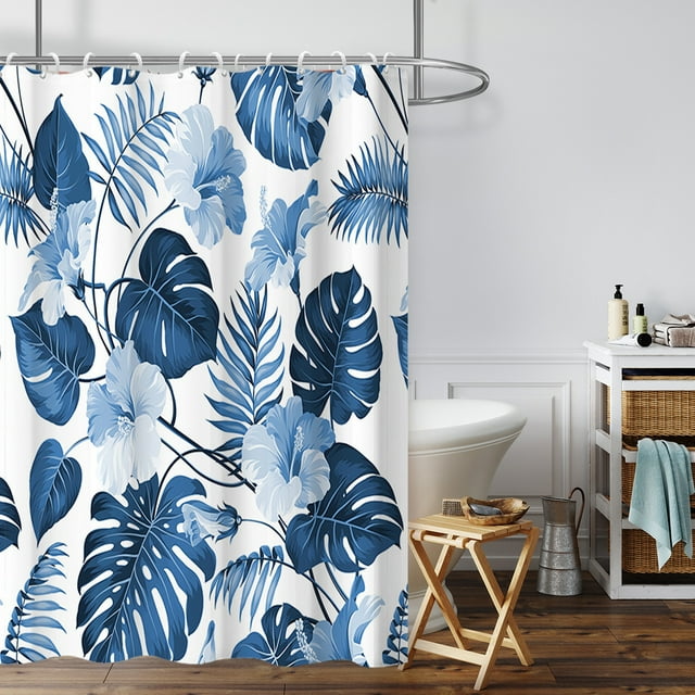 Apmemiss Rideau de Douche Imperméable en Liquidation Imprimé Stéréoscopique Tropical Jungle Botanique Feuille Fleur Saison Rideau de Douche en Polyester avec Crochets