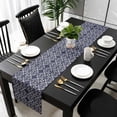 thumbnail image 3 of Blue Geometric Abstract Table Runner 72 Inches Long, Contemporary Modern Art White Kitchen Coffee Dining Table Decoration for Home Party Birthday Wedding Home Decor 13x72 Inches, 3 of 8