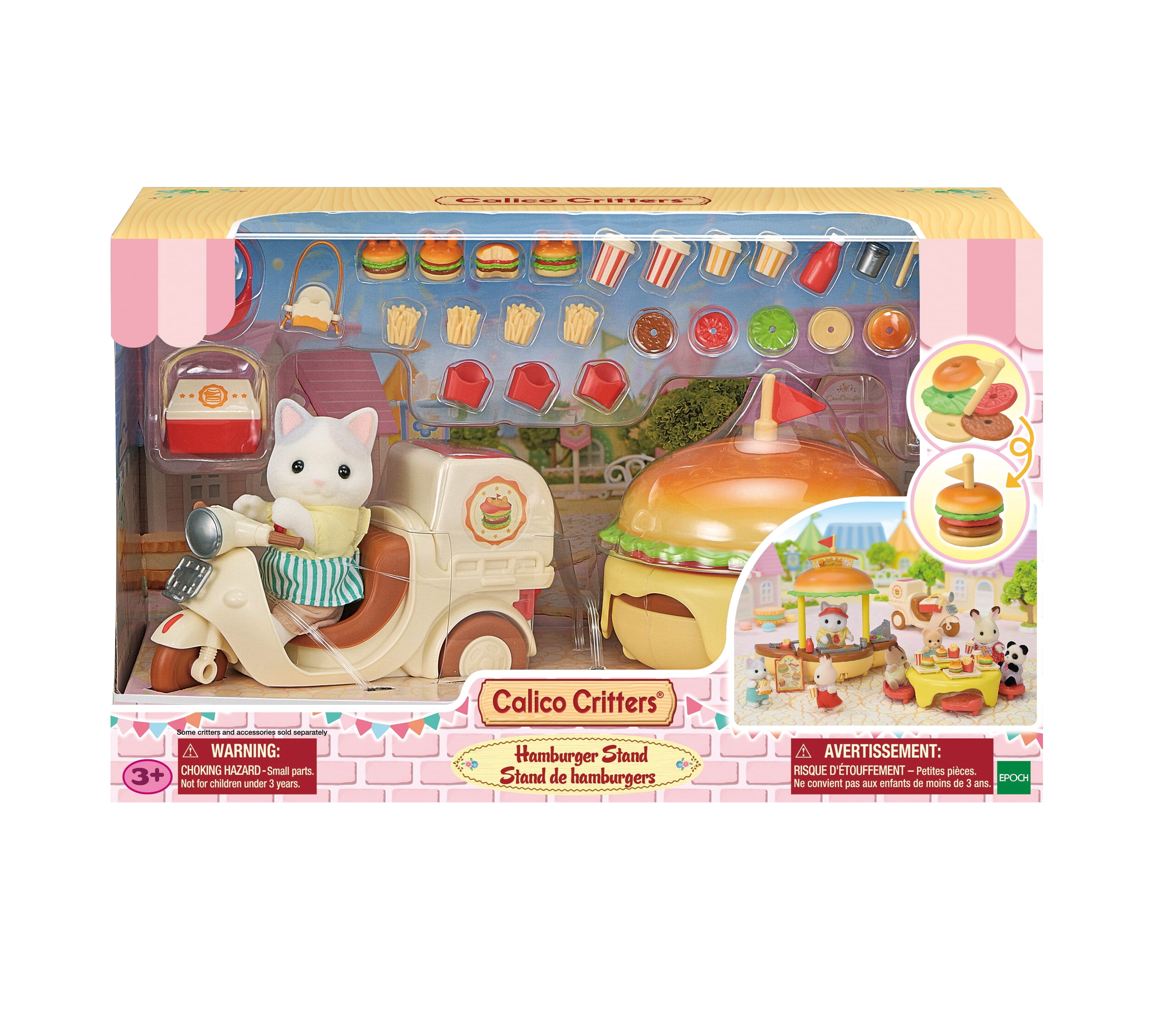 Calico Critters Hamburger Stand, Dollhouse Playset with Figure and Accessories