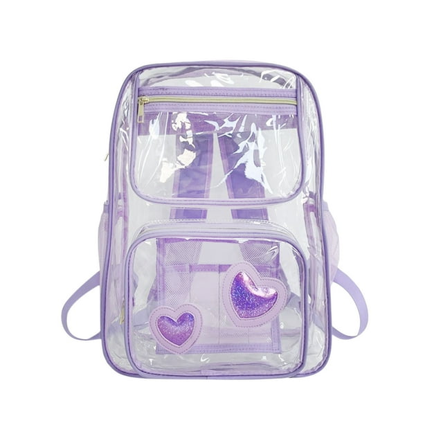 IFNWSV PVC Transparent Student Bag Large Capacity Backpack Travel Transparent Backpack PVC Large School Bag