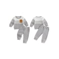 thumbnail image 2 of AceBaby Kids Boys Fall 2Pcs Outfit Sets for 3M-5Y, Contrast Color and Stripes Tops with Pants Toddler Clothes for Casual Daily, 2 of 9
