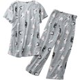 thumbnail image 2 of HAHDAXIA Womens Pajama Set Cotton Capri Pant Pyjama Short Sleeve Sleepwear Summer Pjs, 2 of 5
