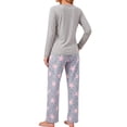 thumbnail image 5 of UVN Women Pajamas Sets Long Sleeve 2 Piece Lounge Set Casual Crewneck Sleepwear Tops and Long Printed Pants Soft Pjs Outfits with Pockets, 5 of 11