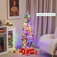 thumbnail image 6 of Costway 4 FT Pre-Lit Slim Christmas Tree Flocked Xmas Decoration 11 Modes 100 LED Lights, 6 of 12