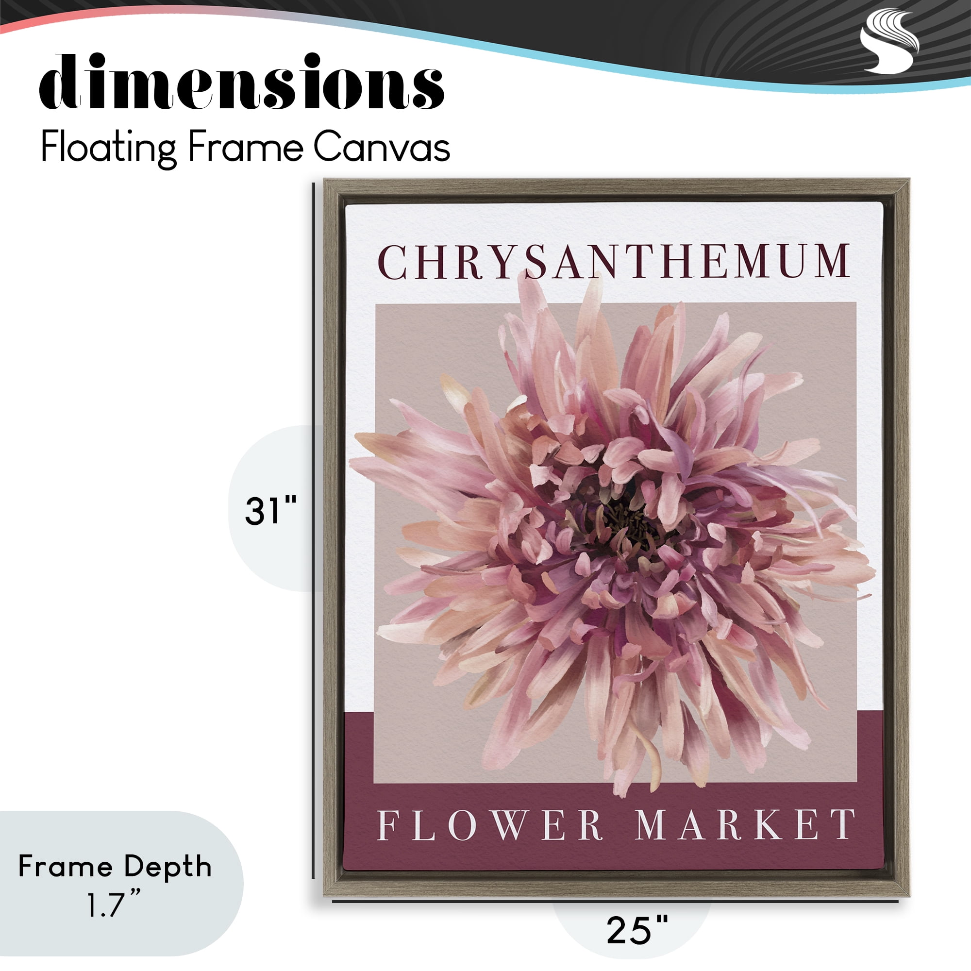 Stupell Industries Chrysanthemum Flower Market Brown Framed Floater Canvas Wall Art, design by Jennifer Stith