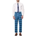 thumbnail image 2 of INSPIRE CHIC Men's Classic Plaid Dress Flat Front Checked Office Prom Trousers 38 Blue, 2 of 6