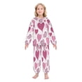 thumbnail image 2 of Fluffy Pajamas Set Fuzzy Winter Warm Pj Sets Pullover Tops and Long Pants Pink and Maroon Hearts Medium, 2 of 8