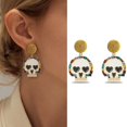 thumbnail image 1 of 2 pares de pendientes de Halloween para mujer, pendientes de calavera con esqueleto, Hey Boo, calabaza, fantasma, pendientes colgantes de color naranja, dorado, blanco y negro oso de fresa Electrónica, 1 of 5