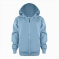 thumbnail image 4 of KPOPLK Kids Boy Zipper Hooded 1-9 Years Fall Solid Color Long Sleeve Zipper Jacket Top Winter Boy Outfit Clothes Sky Blue Size 8-9 Years, 4 of 6