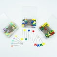 thumbnail image 1 of 100Pcs Plastic Flat Head Pins Straight Quilting Pins Mixed Pins Multicolor Straight Pin Color DIY Sewing Needles, Dark Color Flower, 1 of 6