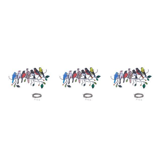 facefd 1/2/3/5 Multicolor Birds on a Wire Suncatcher Window Panel Home Decor 7 birds 3PCS