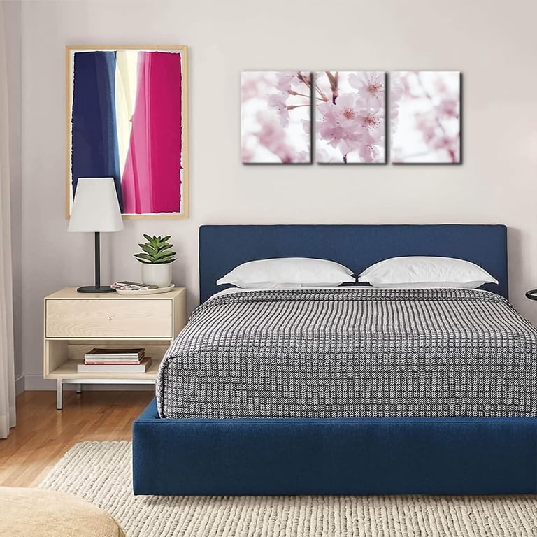 Central Cee Piy Painting Pink Cherry Blossom Canvas Wall Art | Set Of 3 ...