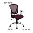 thumbnail image 6 of Emma + Oliver Mid-Back Burgundy Mesh Swivel Task Office Chair with Chrome Base and Arms, 6 of 12