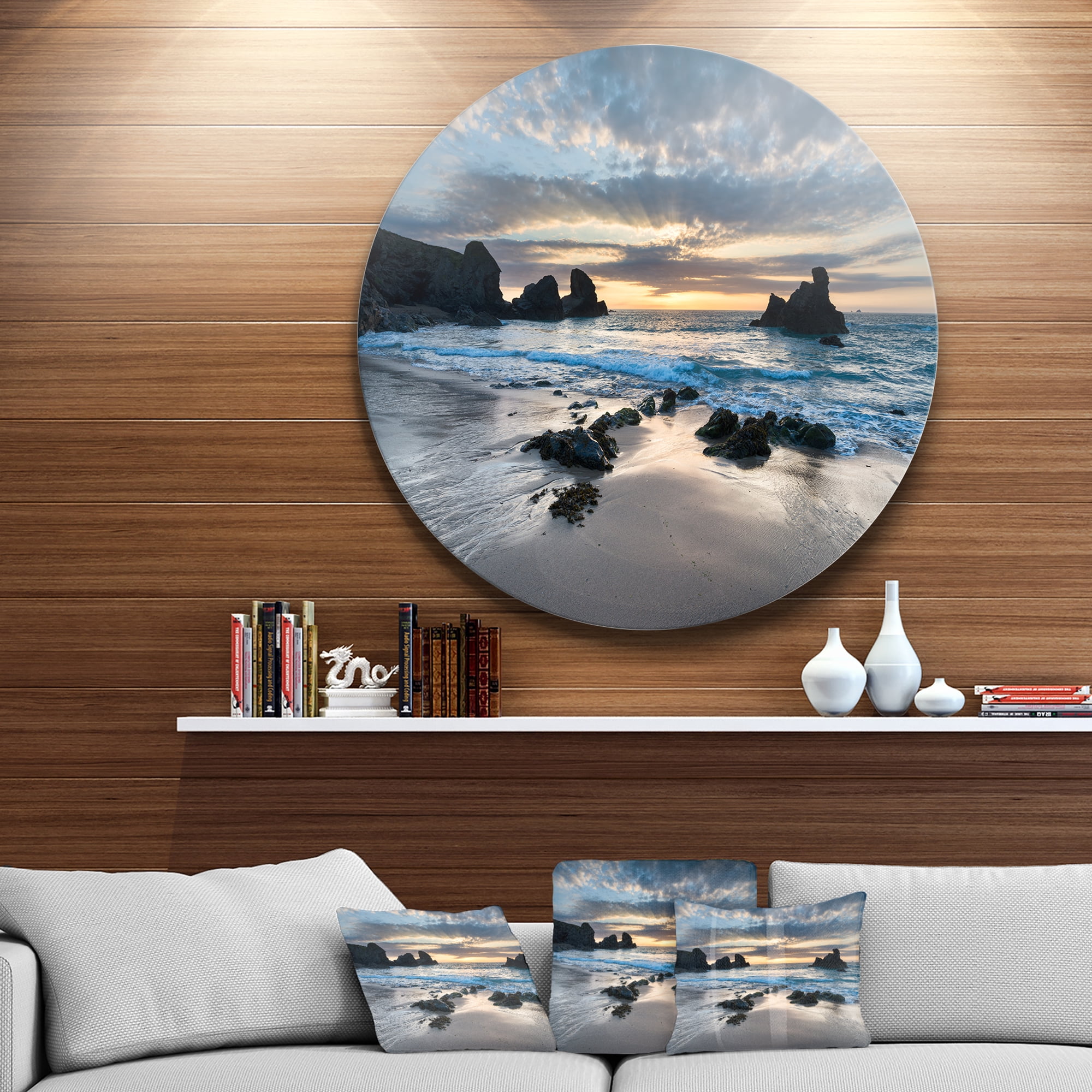 Designart Beautiful Porthcothan Bay' Seashore Metal Circle Wall Art