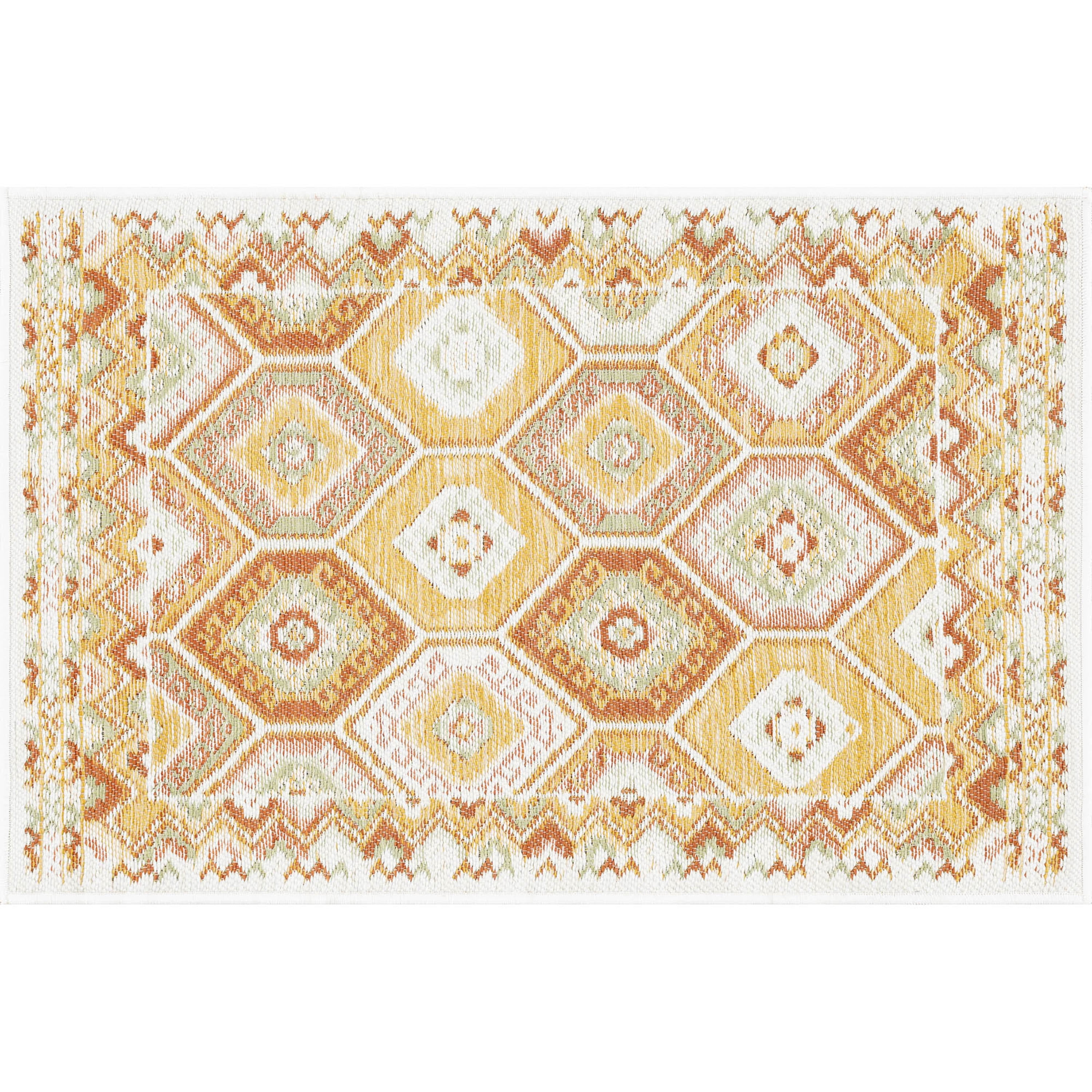 2x3 Water Resistant, Small Indoor Outdoor Rugs for Patios, Front Door Entry, Entryway, Deck, Porch, Balcony | Outside Area Rug for Patio | Orange, Geometric | Size: 2' x 3'
