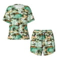 thumbnail image 5 of Wukai Colorful Hawaii Palms Women's Pajama Set,Short-Sleeve Top and Shorts with Elastic Waistband and Pockets for Loungewear, Yoga, and Casual Wear-4X-Large, 5 of 8