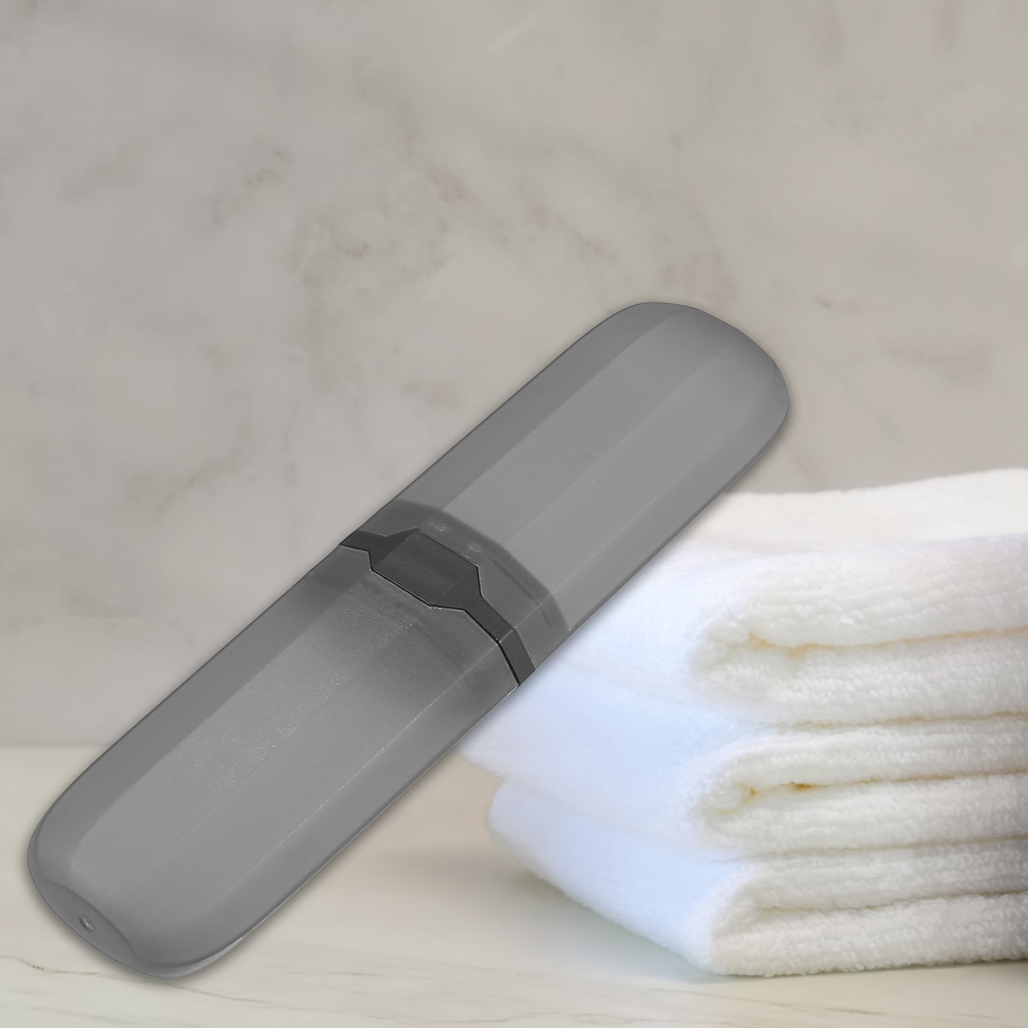 Unique Bargains Toothbrush Case Traveling Toothbrush Holder Case Plastic Black 7.87"x2.17"