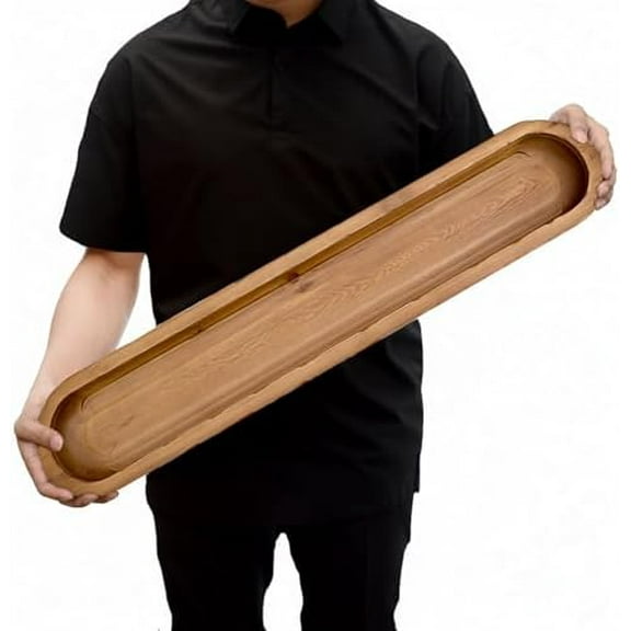 Decorative Wood Dough Bowl DB00130 Rustic Hand Carved Wood Dough Bowl - Bread-Shaped Farmhouse Centerpiece for Home Decor