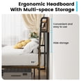 thumbnail image 3 of Meteorleg Full Size Bed Frame with Storage Headboard & Charging Station,Platform Metal Bed Frame with RGB Lights,No Box Spring Needed, Grey, 3 of 9