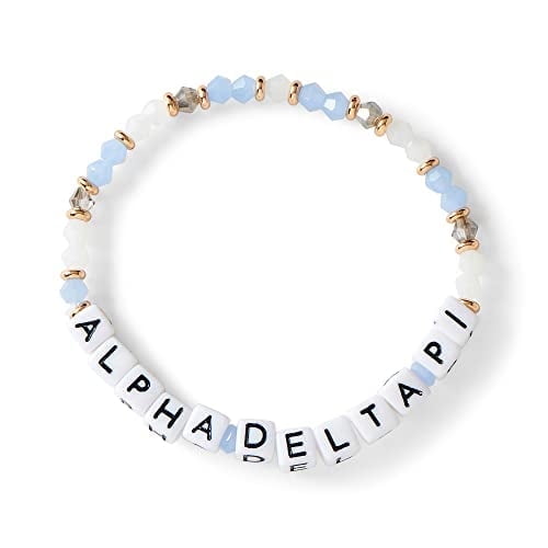 Sorority Shop Alpha Delta Pi Bracelet — Glass Bead Bracelet with ADP Name Beads, Greek Sorority Jewelry