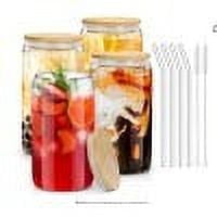 Topb 5.91" Clear Glass Drinking Cup with Bamboo Lid and Straw