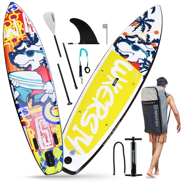 Tabla de surf Inflable Stand Up Paddleboard SUP Board 6 pulgadas de espesor SUP Surfboard Surf Set con Paddleboard Surf Fin Coiled Leash Inflator Pump y Carry Bag