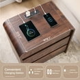 thumbnail image 3 of wow97e Modern Nightstand Set of 2 with Charging Station, 3 Drawer Wood Bedside Table w/Curved Profile Design for Bedroom, 3 of 7