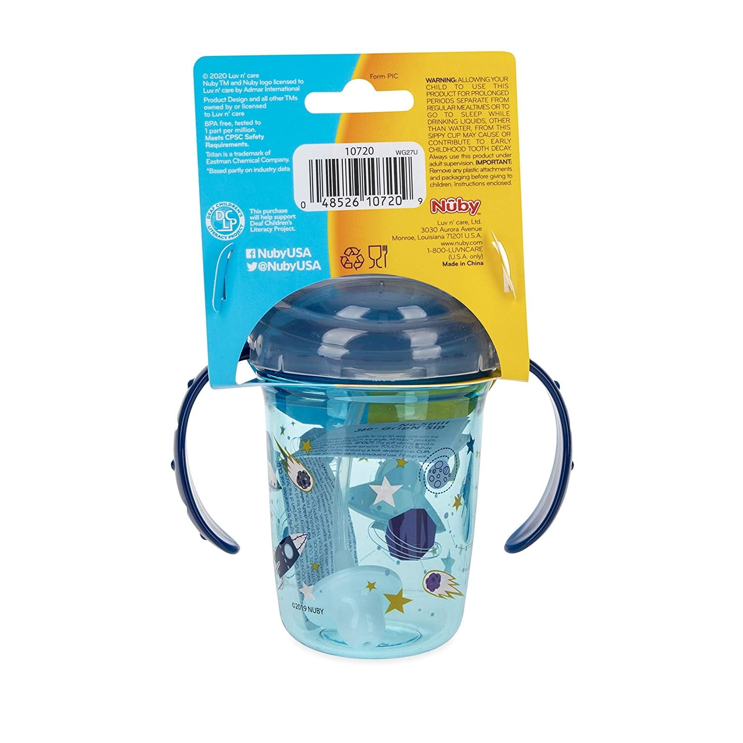 Nuby Tritan No Spill Flip N' Sip Twin Handle Printed Cup with 360 Weig – My  Little Charmer