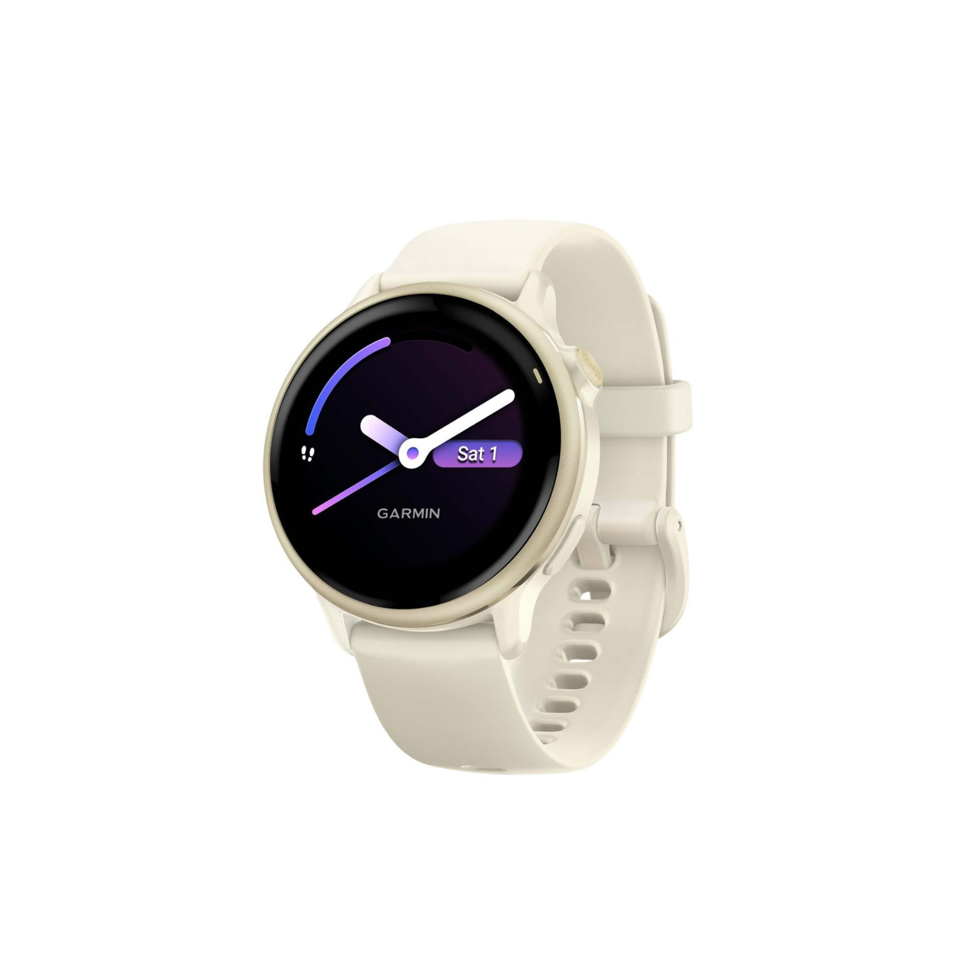 Garmin vivoactive 6 Smartwatch (Lunar Gold/Bone Band) Bundle with Fitness and Wellness Plus Software and Tempered Glass